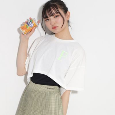 PINK-latte 【2点セットアイテム】クロップドTシャツ+タンクSET