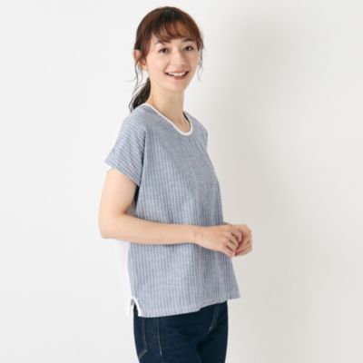 LAURA ASHLEY HOME(ローラアシュレイホーム)の【日本製／コットンリネン布帛×天竺／ワンマイルウエア】 ドロップ袖Tシャツ通販 |  集英社HAPPY PLUS STORE