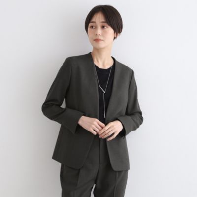 定番♡BEIGE ノーカラー セットアップ ストレッチスーツ ウォッシャブル 定番♡BEIGE ノーカラー セットアップ ストレッチスーツ