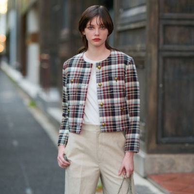 DEVEAUX社ツイード使用】コンパクトチェックジャケット（ノー