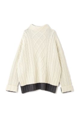 human woman(ヒューマン ウーマン)の◇バイカラーケーブルニット通販