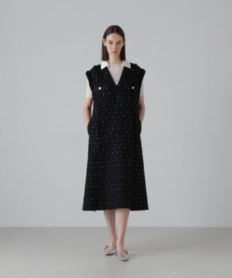 美品 アドーア ADORE スパングルツィードワンピース　ブラック 美品 アドーア ADORE スパングルツィードワンピース ブラック