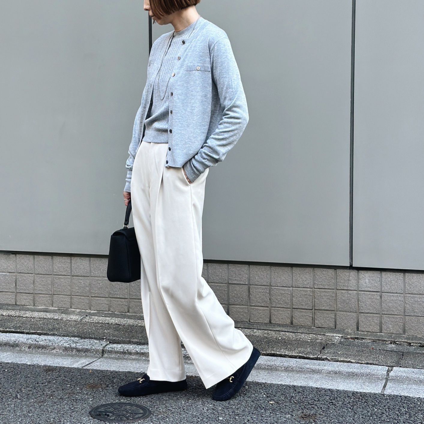 ラメフェイクポケット付きカーディガン