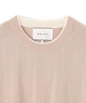 BEIGE 【洗える】POMPE / ウールカシミヤクルーネックニット BEIGE，(ベイジ)の【洗える】POMPE / ウールカシミヤクルー