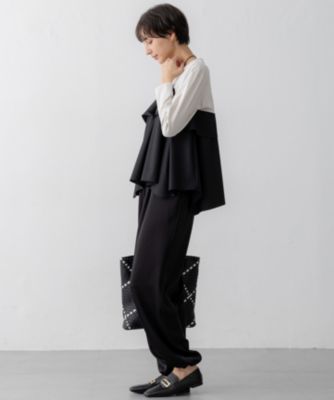 未使用☆23区洗えるドレープサテン 2WAY ドロスト パンツ 　32 洗える】ドレープサテン 2WAY ドロスト パンツ / 23区
