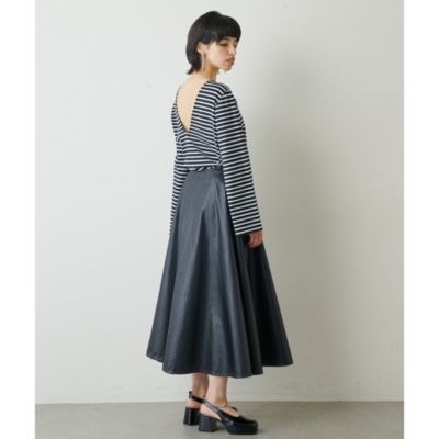 Whim Gazette(ウィム ガゼット)のレザータッチフレアスカート通販