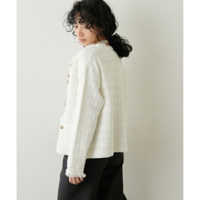 Whim Gazette(ウィム ガゼット)のツイードニットジャケット通販 Whim Gazette(ウィム ガゼット)のツイードニットジャケット通販