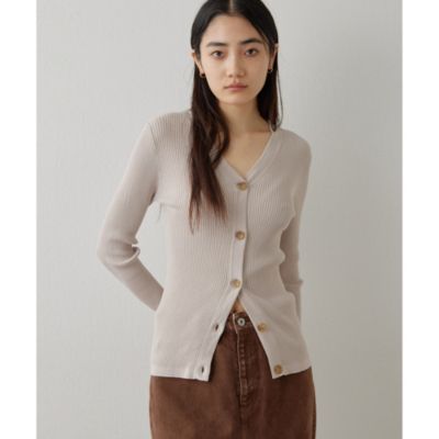 【美品】Whim Gazette Vネックリブニットカーディガン カシミヤ混 美品】Whim Gazette Vネックリブニットカーディガン カシミヤ混 Whim