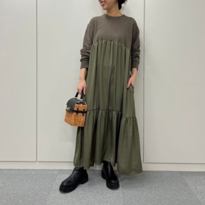 12closet(トゥエルブクローゼット)の【洗える】裏毛スウェット×サテン 