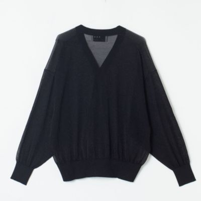 kerorin様　スリードッツ　カーディガン　黒　タグ付き未使用品 ニット 前立リブトッパーカーディガン レディース(M ブラック