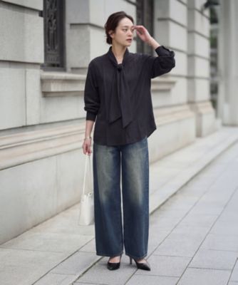 スタイルデリ エアリーボウタイブラウス 週末お値下げ スタイルデリ 美品 エアリーボウタイブラウス スモーキー