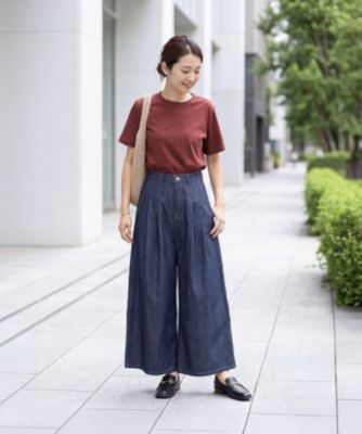 STYLE DELI(スタイルデリ)の【内ゴム入り】薄手で柔らかデニムガウチョ
