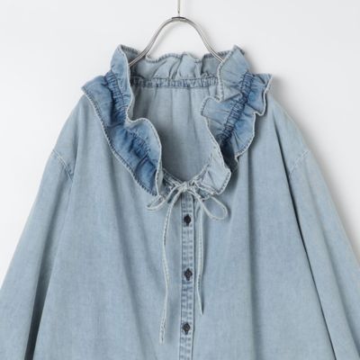Rie Miller(リエミラー)の【RM denim】フリルギャザーデニムブラウス