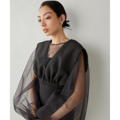 新品タグ付き　Whim Gazette シアーチュールプルオーバー　ブラック THE PAUSE】チュールシアープルオーバー | Whim Gazette(ウィム