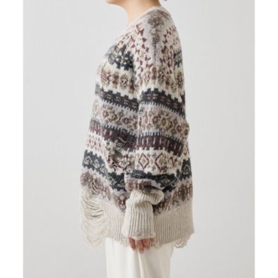 Whim Gazette(ウィム ガゼット)のダメージフェアアイルニットプル