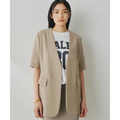 美品！ウィムガゼット　カラーレスハーフスリーブジャケット Whim Gazette(ウィム ガゼット)のジュートライクハーフスリーブ