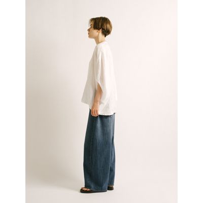 mizuiro ind(ミズイロインド)のリネンスタンドカラーコクーンシャツ