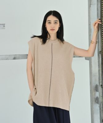 ニット セーター 「BLK001」配色ラインリブノースリニット レディース STYLE DELI ニット セーター 「BLK001」配色ラインリブノースリ