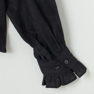 美品 12closet リネンフリルブラウス 黒 ブラック ゆったり 麻100% v_418180_01.jpg?$500$