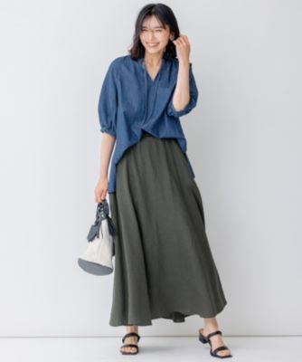 23区(ニジュウサンク)の【洗える】LIBECO フレア ロングスカート通販  