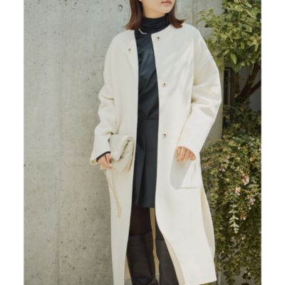 Whim Gazette(ウィム ガゼット) ノーカラーリバーロングコート Whim Gazette(ウィム ガゼット)の【WEB＆一部店舗限定カラーあり