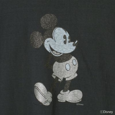 アメリカーナ×ハグオーワー　ミッキーグリッターpt.T-sh チャコール　S Americana×HUG O WaR/ミッキーマウス/グリッターpt.T-sh | HUG O