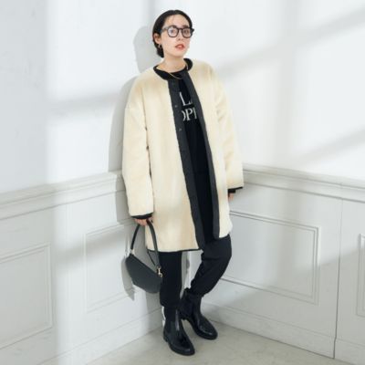 ◇【WEB限定】【TAION/タイオン】ノーカラーボアコート