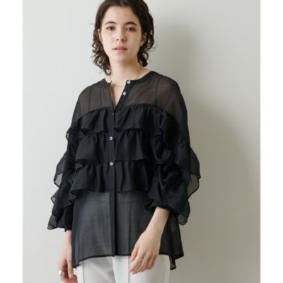 OHGA⭐︎PLUMEブラウス ブラック　フリー　美品 Whim Gazette(ウィム ガゼット)のフリルティアードブラウス通販