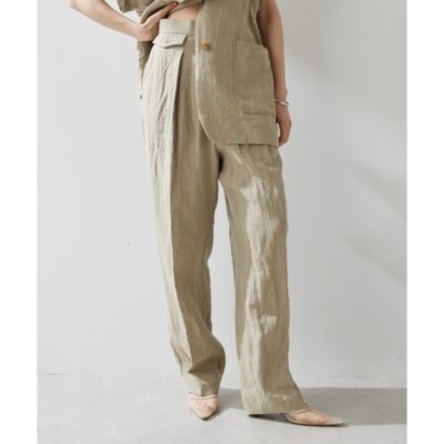 未使用 ウィム ガゼット リネン ハイウエスト ワイド タック パンツ 麻 新品 Whim Gazette - whim gazette ワイドタックパンツ グレー 【新品