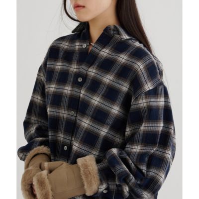 美品　ウィムガゼット シャギーチェックシャツ ウィムガゼット Whim Gazette シャギーチェックシャツ （beige