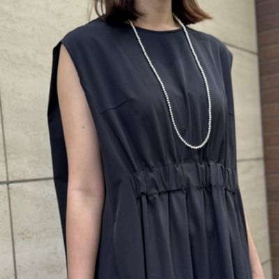 匿名＊イーバイエクラ　華奢見えギャザーワンピース　ブルー　着やせ　美品　オフィス 匿名＊イーバイエクラ 華奢見えギャザーワンピース ブルー 着