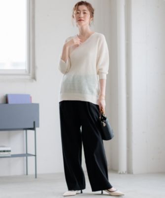 未使用　23区【洗える】リネンレーヨンストレッチ ドロスト パンツ　36 洗える】リネンレーヨンストレッチ ドロスト パンツ