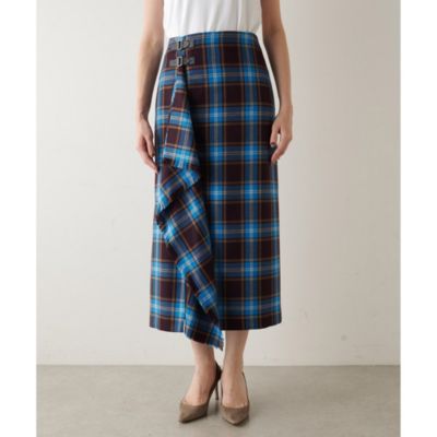 Whim Gazette(ウィム ガゼット)のチェックフリンジスカート通販