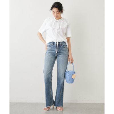 Whim Gazette(ウィム ガゼット)のセンタープレスセミフレアデニム通販