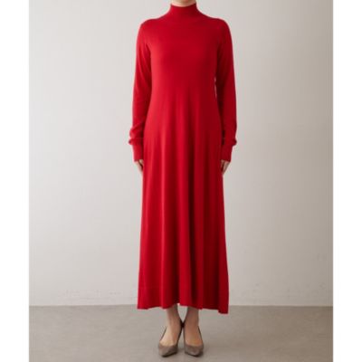 ウィムガセット上質ウール大人ラグジュアリーとろみタートルマキシワンピースボルドー Whim Gazette(ウィム ガゼット)の【WEB限定】タートルネックフレア
