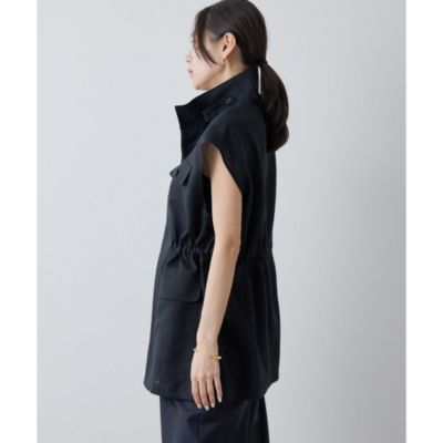 Whim Gazette BLACK linenベスト ウィムガゼット Whim Gazette クルーネックジレ （black