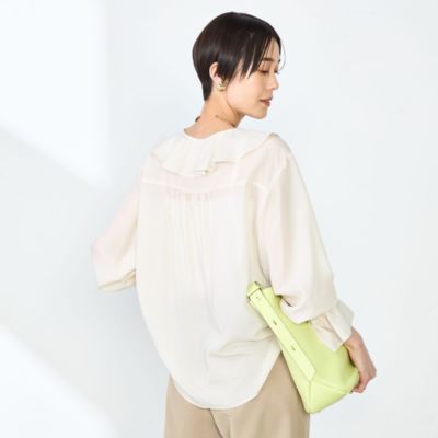 ノーリーズ　ラッフル衿とろみブラウス ノーリーズ NOLLEY'S ラッフル衿とろみブラウス （オフホワイト