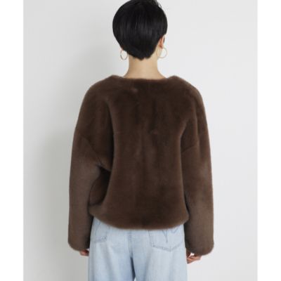 新品タグ付 ウィムガゼット【THE PAUSE】エコファーショートコート Whim Gazette(ウィム ガゼット)の【THE PAUSE】エコファー