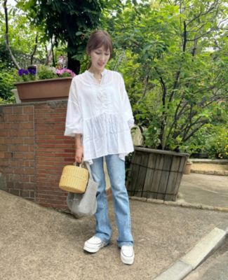 12closet 【洗える】涼しい長袖ピンタックブラウス ブラック LEE掲載 12closet(トゥエルブクローゼット)の【洗える】涼しい長袖
