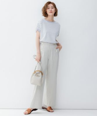 ダグ付き✨23区　洗えるリネンヴィスコースストレッチ マリンパンツ　23SS 23区 L(ニジュウサンク エル)の【洗える】リネンヴィスコース
