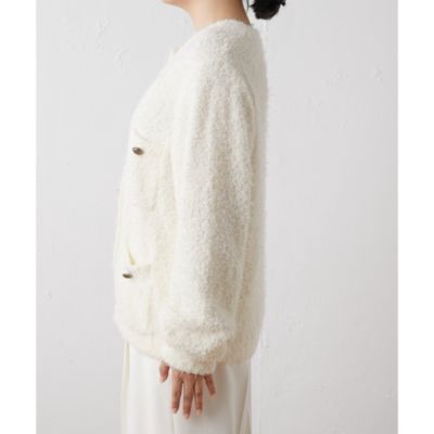 2024AW 【Whim Gazette】 ツイードカーディガン ホワイト Whim Gazette - 24AW Whim Gazette ウィムガゼット ツイード