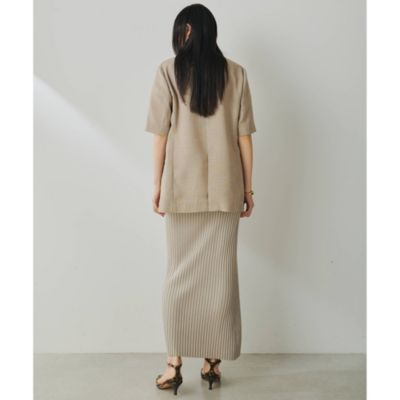 Whim Gazette ジュートライクハーフスリーブジャケット　ウィムガゼット セール】ジュートライクハーフスリーブジャケット（ノーカラー