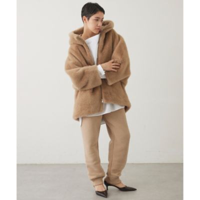 ウィムガゼット　LOU ANDREA フードファーコート ベージュ　今期 ウィムガゼット LOU ANDREA フードファーコート ベージュ 今期