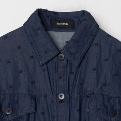レア 新品未使用　シンメ SINME ドット刺繍 デニム シャツ ワンピース ロングワンピース 印象のデザイン
