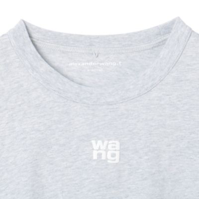 ALEXANDER WANG ESSENTIAL JSY SHRUNK TEE W／PUFF LOGO ＆ BOUND NECK