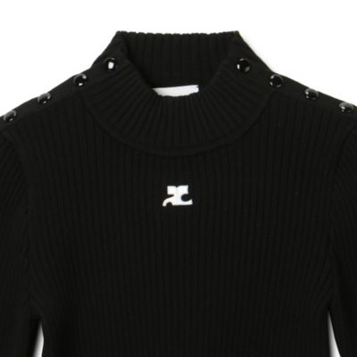 COURREGES(クレージュ)のSHOULDER SNAPS RIB KNIT CROPSWEATER通販