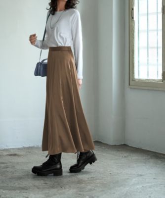 STYLE DELI(スタイルデリ)のとろみサテンロングフレアスカート通販