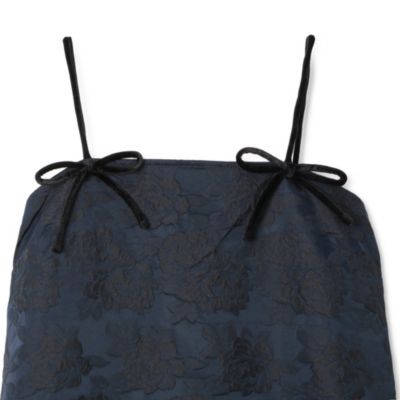 ワンピースその他 Ganni Botanical Jacquard Strap Midi One Piece Peacoat F97052 Peacoat Navy Blue Botanical Jacquard Strap Midi Dress | GANNI US