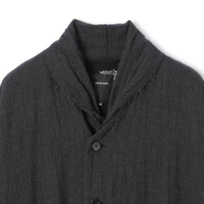 pas de calais✨️先染めコットンウールコート 上品ショールカラー❁黒 pas de calais✨️先染めコットンウールコート 上品ショールカラー❁黒