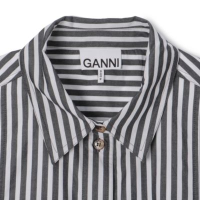 GANNI(ガニー)のStripe Cotton Oversized Tie String Shirt通販